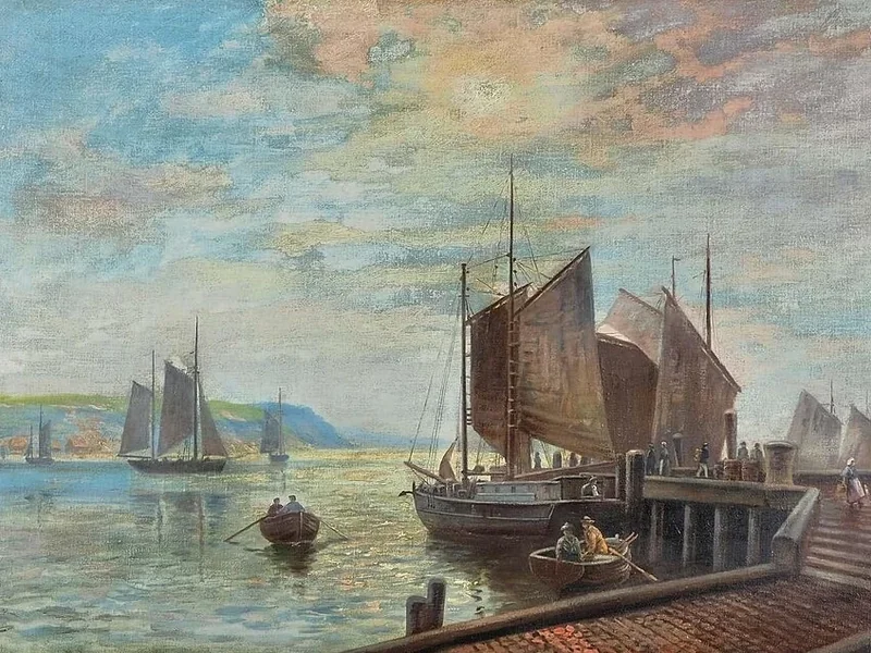 1837-Reiner Dahlen - Barche a vela nel porto